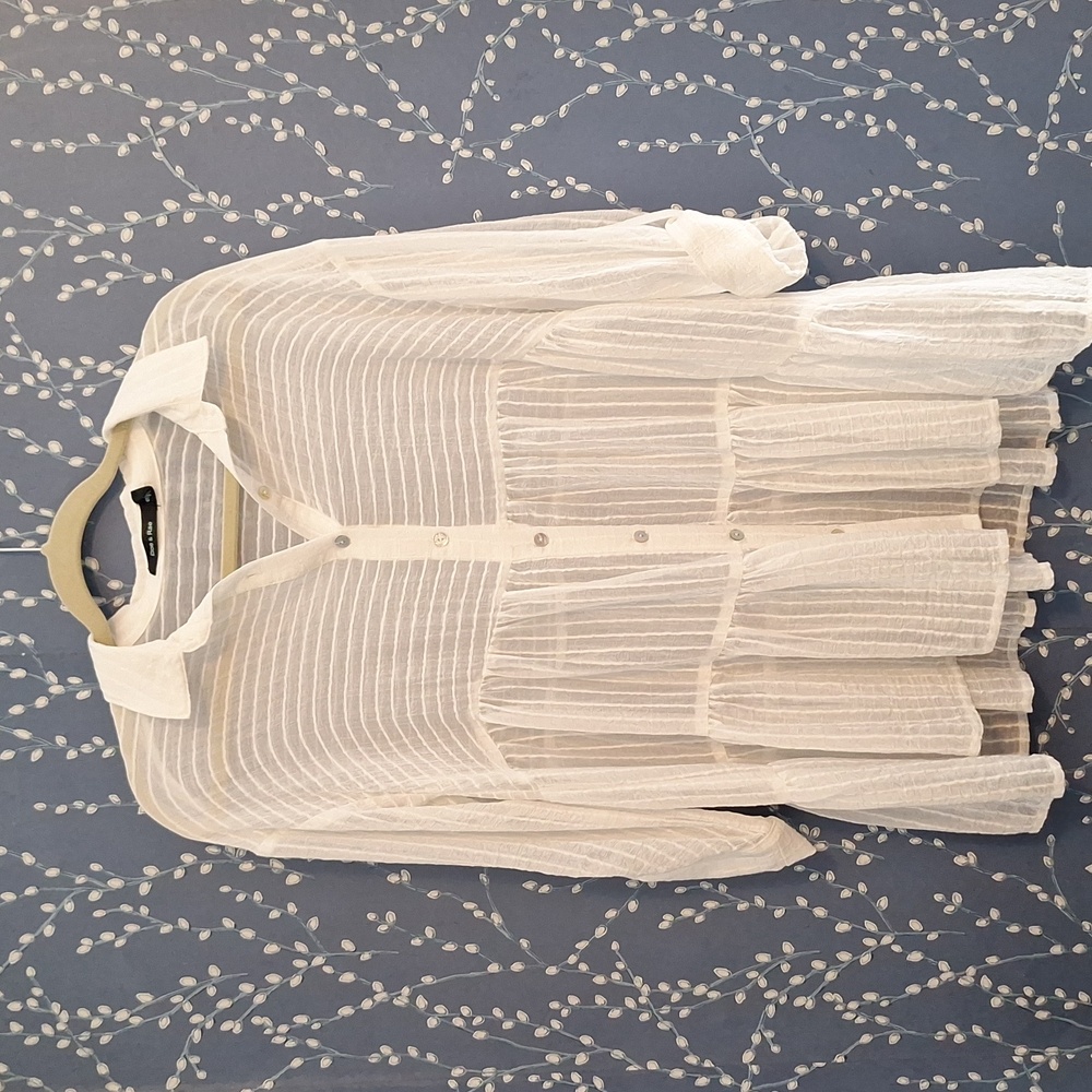 White Striped Sheer Cover-Up